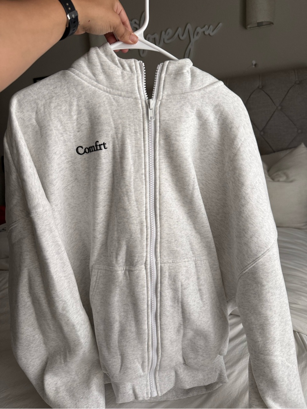Cmfrt Light Gray Full-Zip Hoodie Jacket